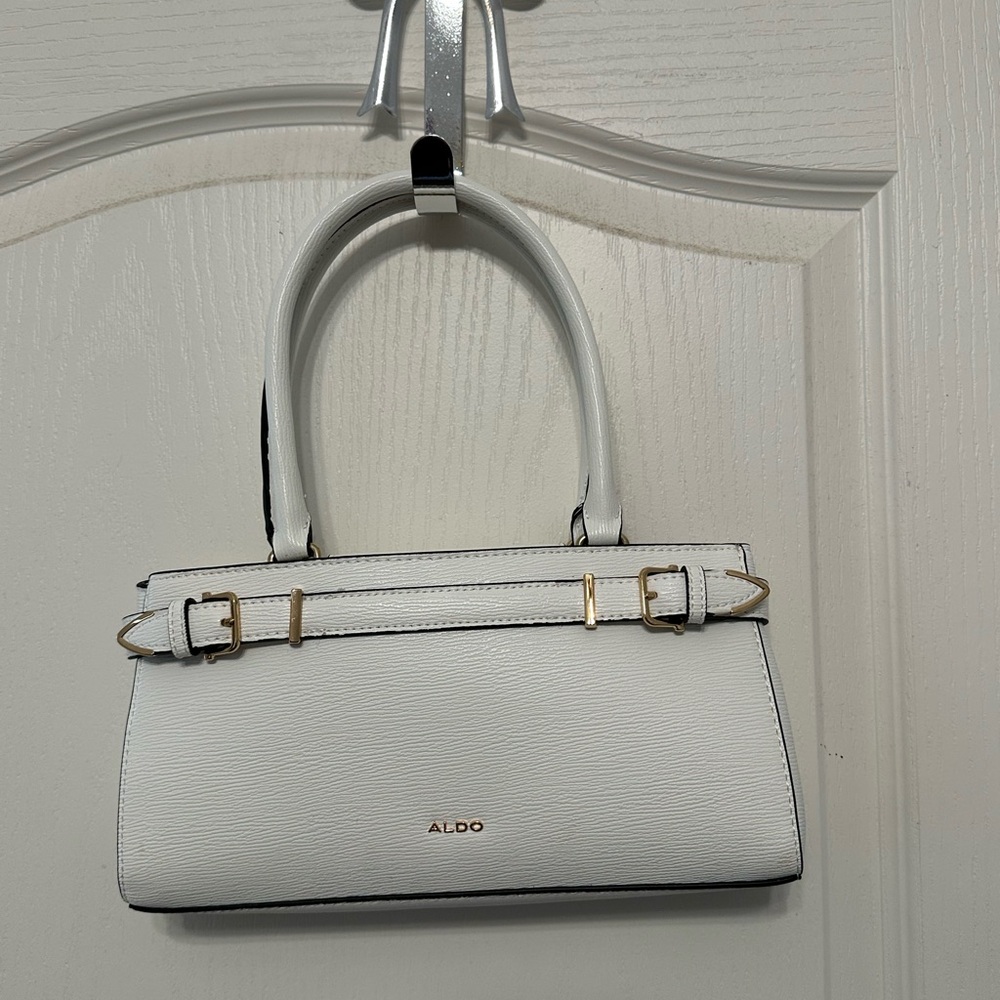 Aldo White Satchel with Metallic Accents